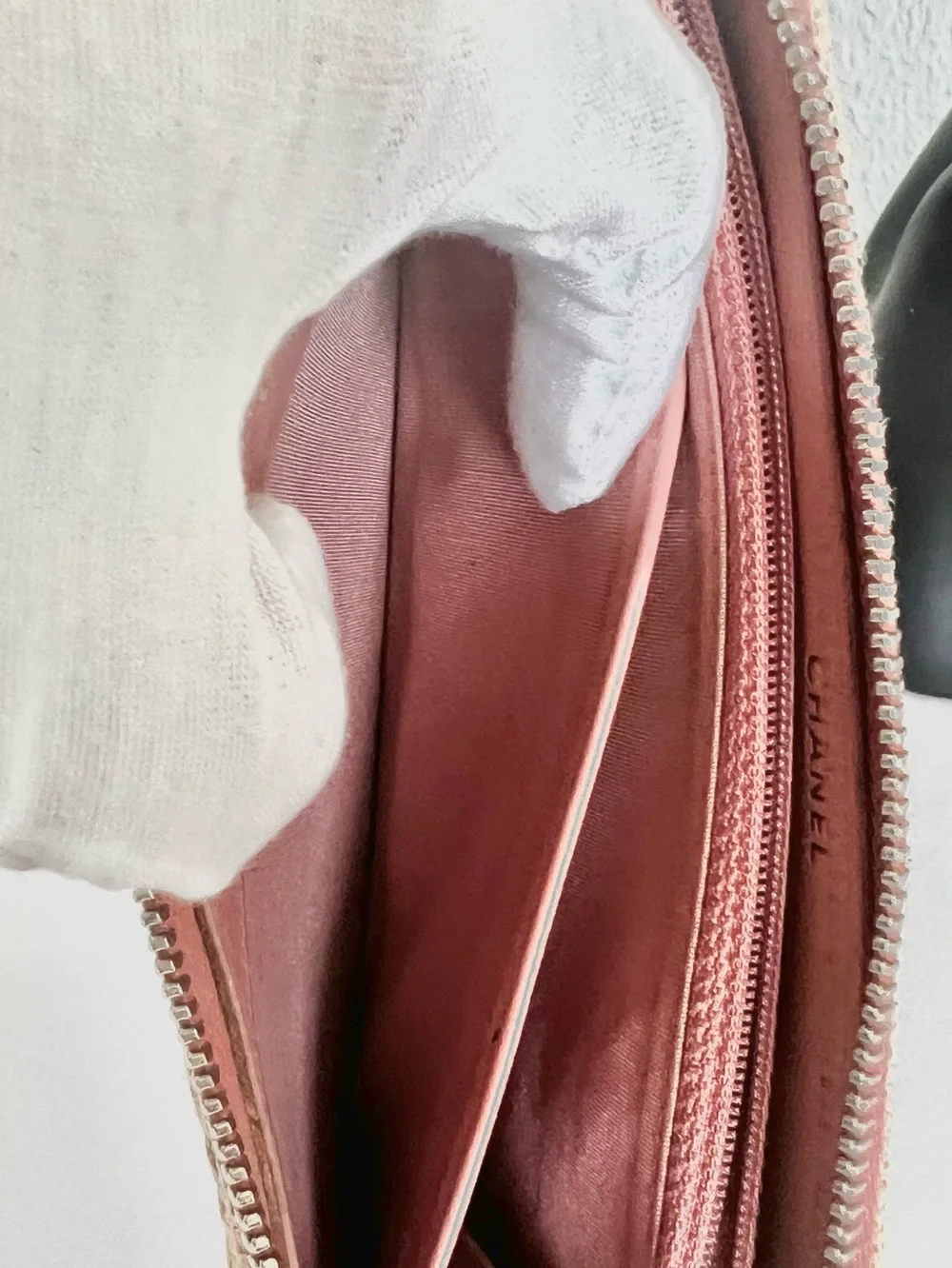 Chanel Lurex Canvas Pink Deauville Zip Around Wallet